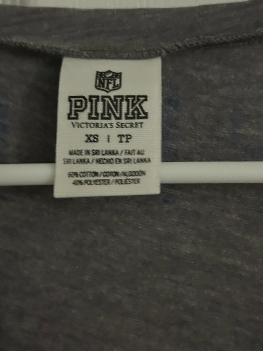 Victoria's Secret Gray V-neck Tee with Blue Colts Pride Logo - Picture 3 of 3
